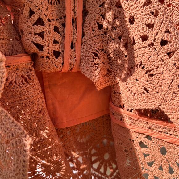 Rodebjer Trixie Crochet Midi Skirt Warm Sand Soft Orange 100% cotton Size Large - Picture 7 of 14